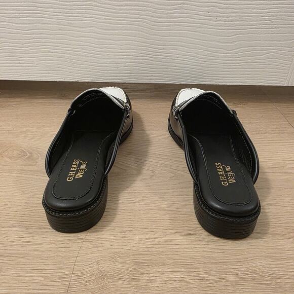 Weejuns Black White Leather Wynn Mule Slip On Preppy Classic Loafers Size 6.5 - Picture 7 of 10